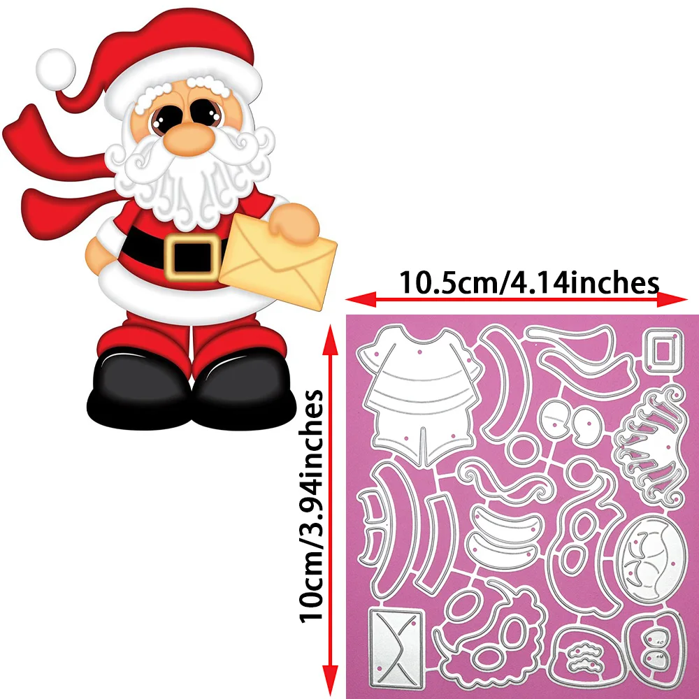 Best Wishes Santa Claus Metal Cutting Dies New Christmas Embossing Stencil for Happy New Year DIY Scrapbooking Gift Card Craft