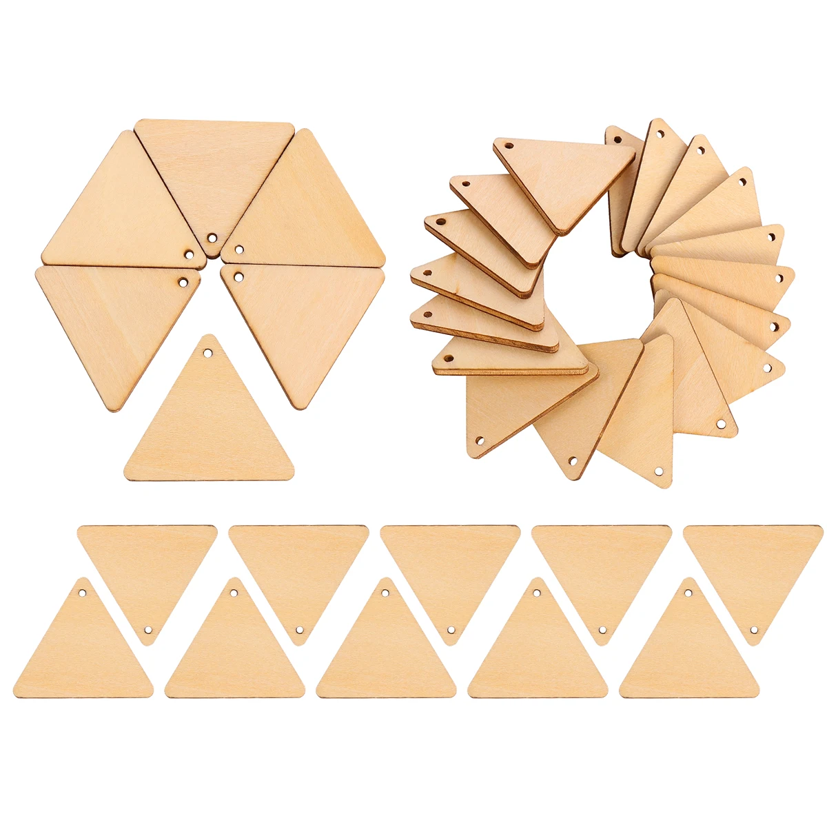 

100Pcs Diy Triangle Slices With Hole Pendant Wooden Pieces Unfinished Cutouts Craft Supplies For Diy Projects