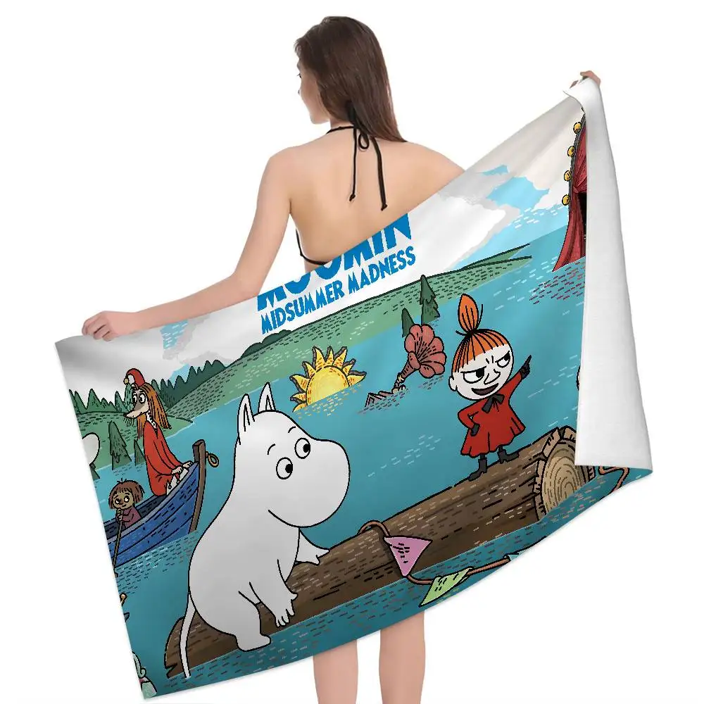 retro Cute M-Moomins cartoon character Bath Towel Microfiber Soft Water Absorbing Breathable For Kids Decorative Beach Towel