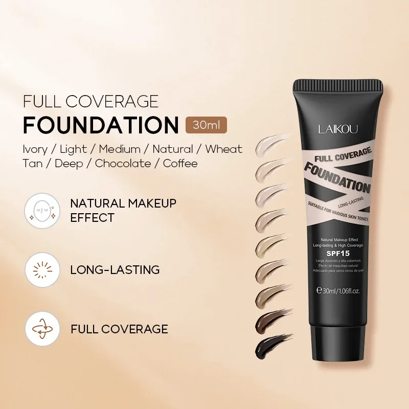 Liquid Foundation Long-lasting Waterproof Oil Control Moisture Long-lasting Concealer High Coverage Female Facial Cosmetics