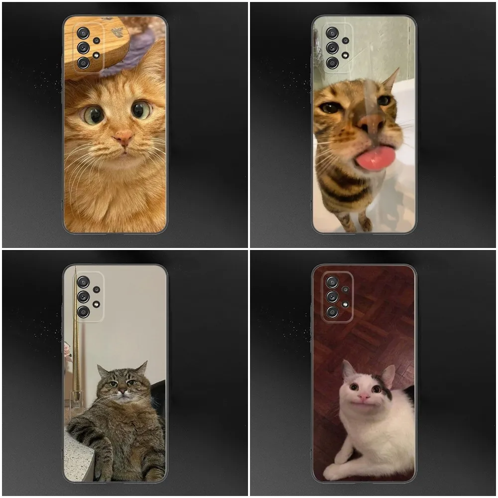 

Cat Memes Phone Case For Samsung S24,S23,S22,S21,S20,S10,S10E,S9 Plus FE Note 20 Ultra 10,9 Plus Black