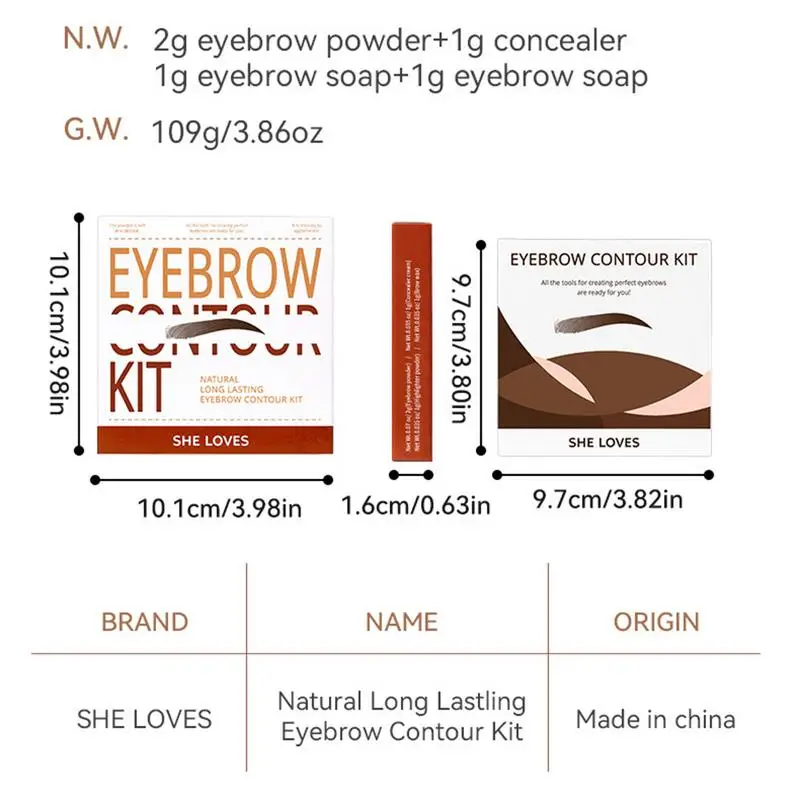 Kit de paleta de cejas para mujer, Pomada de cejas salvajes sin manchas, juego de definidor de cejas a prueba de sudor, Kit de maquillaje de cejas para el trabajo, parte de boda