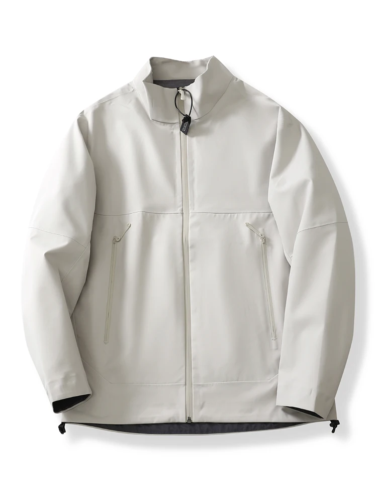 

Мужская уличная куртка премиум-класса с жестким корпусом, ветрозащитная, водонепроницаемая, с воротником-стойкой, повседневная, из полиэфирного волокна, с длинными рукавами