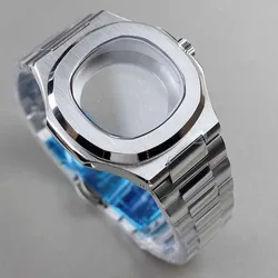 40mm square Watch Cases Watchband Parts Sapphire Glass For Modified Nautilus Seiko nh34 nh35 nh36,38 Movement Dial Waterproof