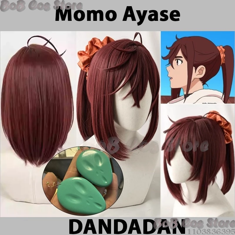 

Momo Ayase Cos Anime Dandadan Cosplay Pony Wig Hair Band 3D Alien Face Ear Clip Girl Women Holloween Party Roleplay Customized