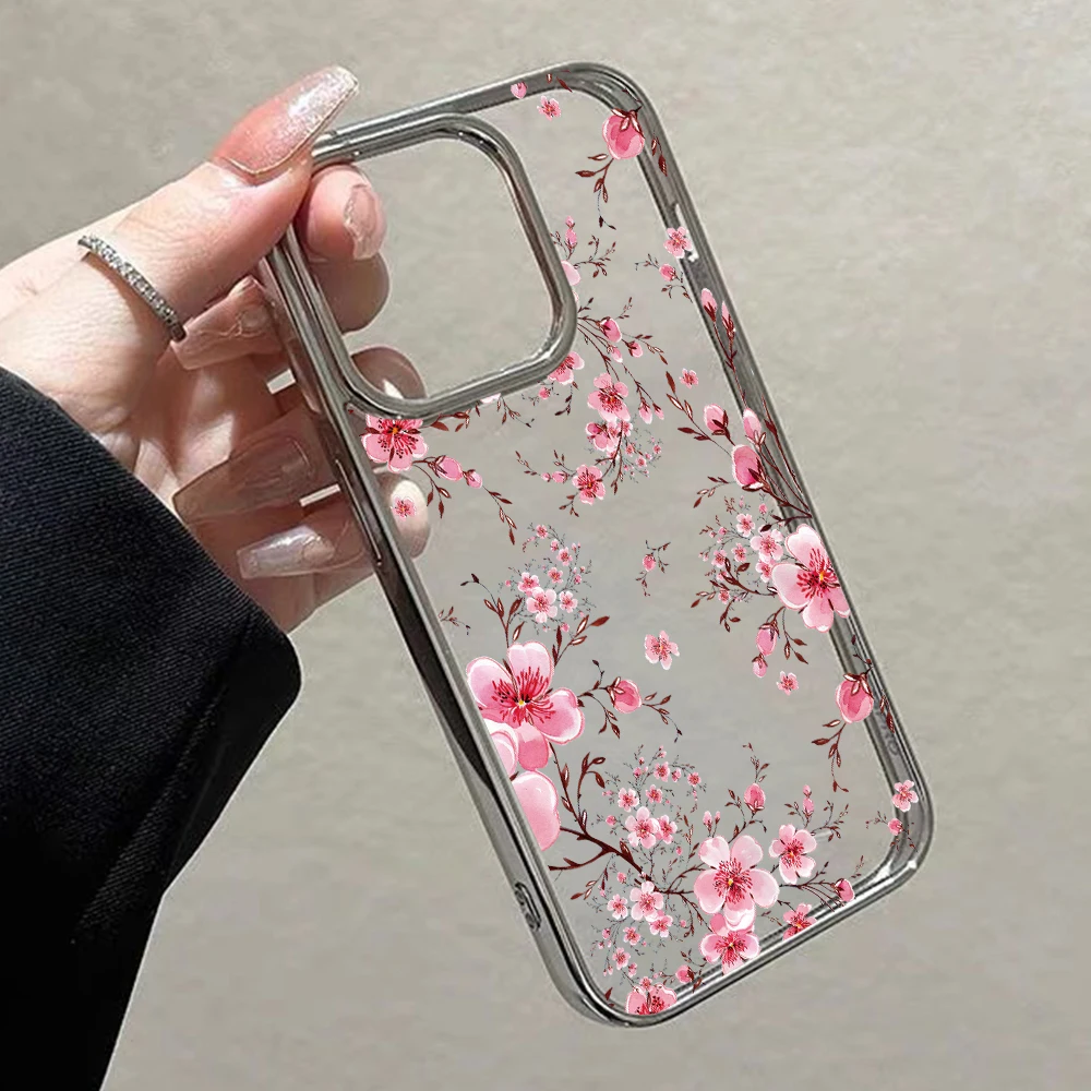 Blumen-Handyhülle für iPhone 17 15 13 14 16 11 12 Pro Max Plus 16 15 17 XR XS Hüllen Transparente Beschichtung Drop Plum Blossom Cover – Detail 8