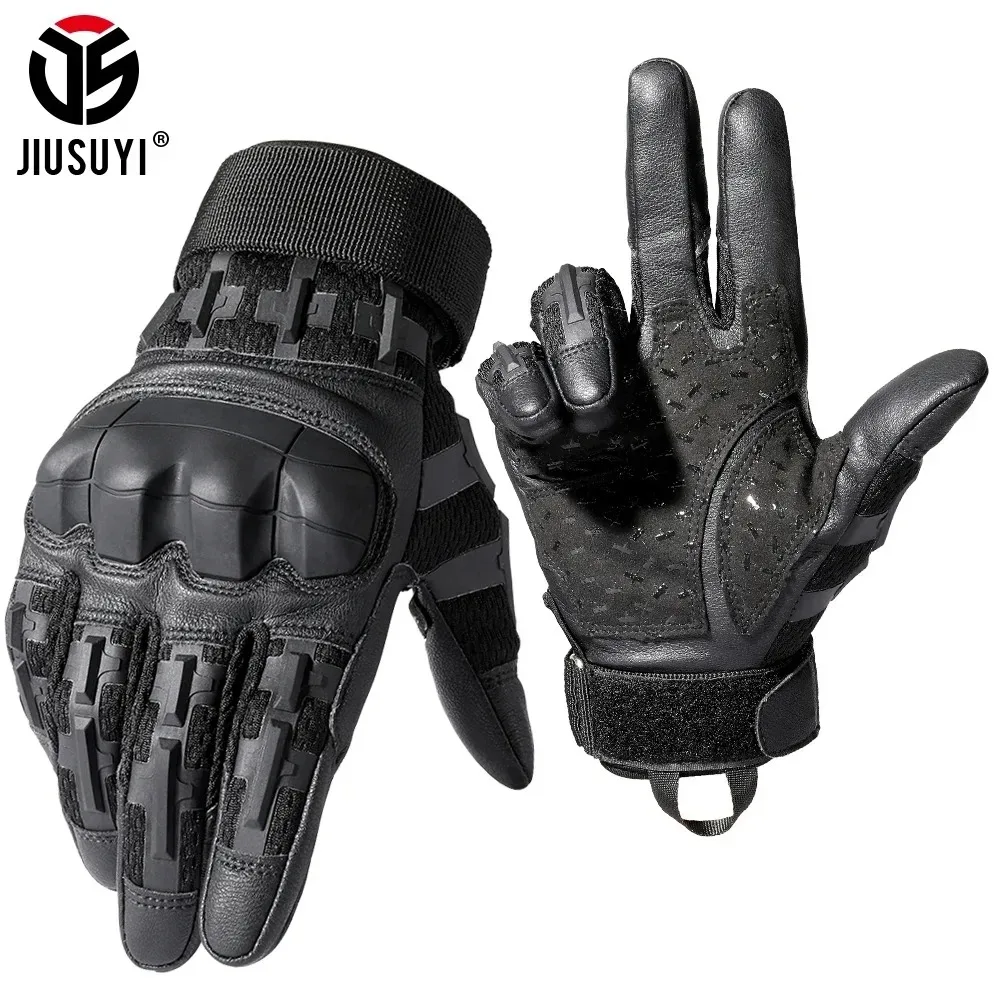 Tactical Full Finger Gloves Paintball Shoot Airsoft Work Fishing PU Leather Touch Screen Rubber Protective Mittens