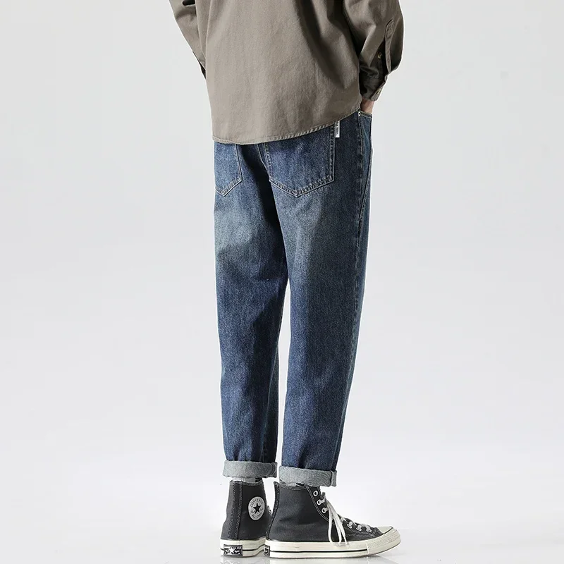 Spring and Autumn Trend Loose Casual Long Trousers Mens Jeans  Baggy Denim Cargo Pants Men