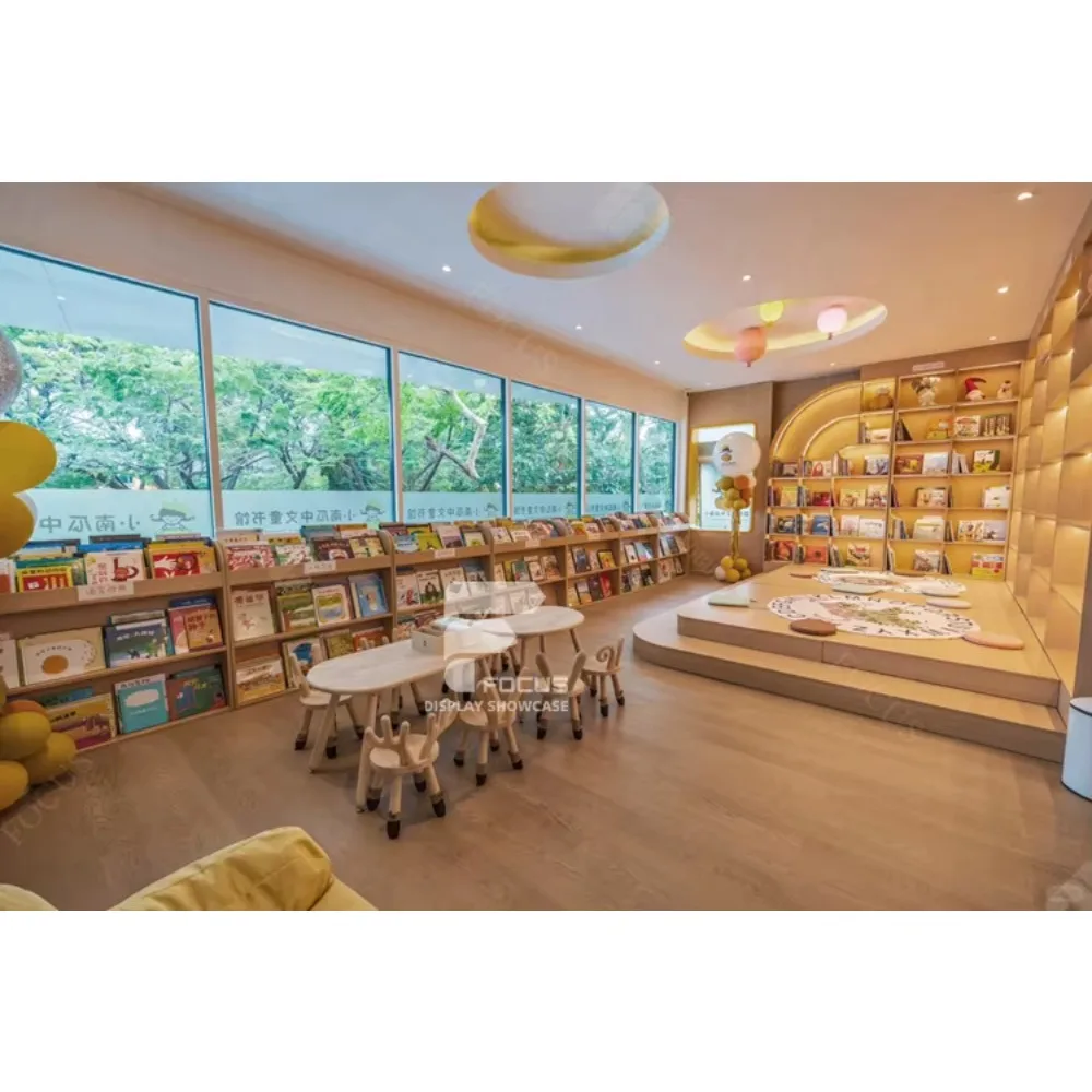 مكتبة خشبية جدار خزانة الكتب رف عرض الكتب لأثاث المكتبة المدرسية #5