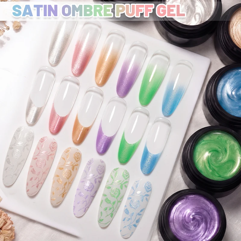 PUENTE 5ML Satin Ombre Puff Pat Painting Gel Nail Polish For Ombre Nail Art 3D Modeling Stamping Drawing Soak Off UV Nail Gel