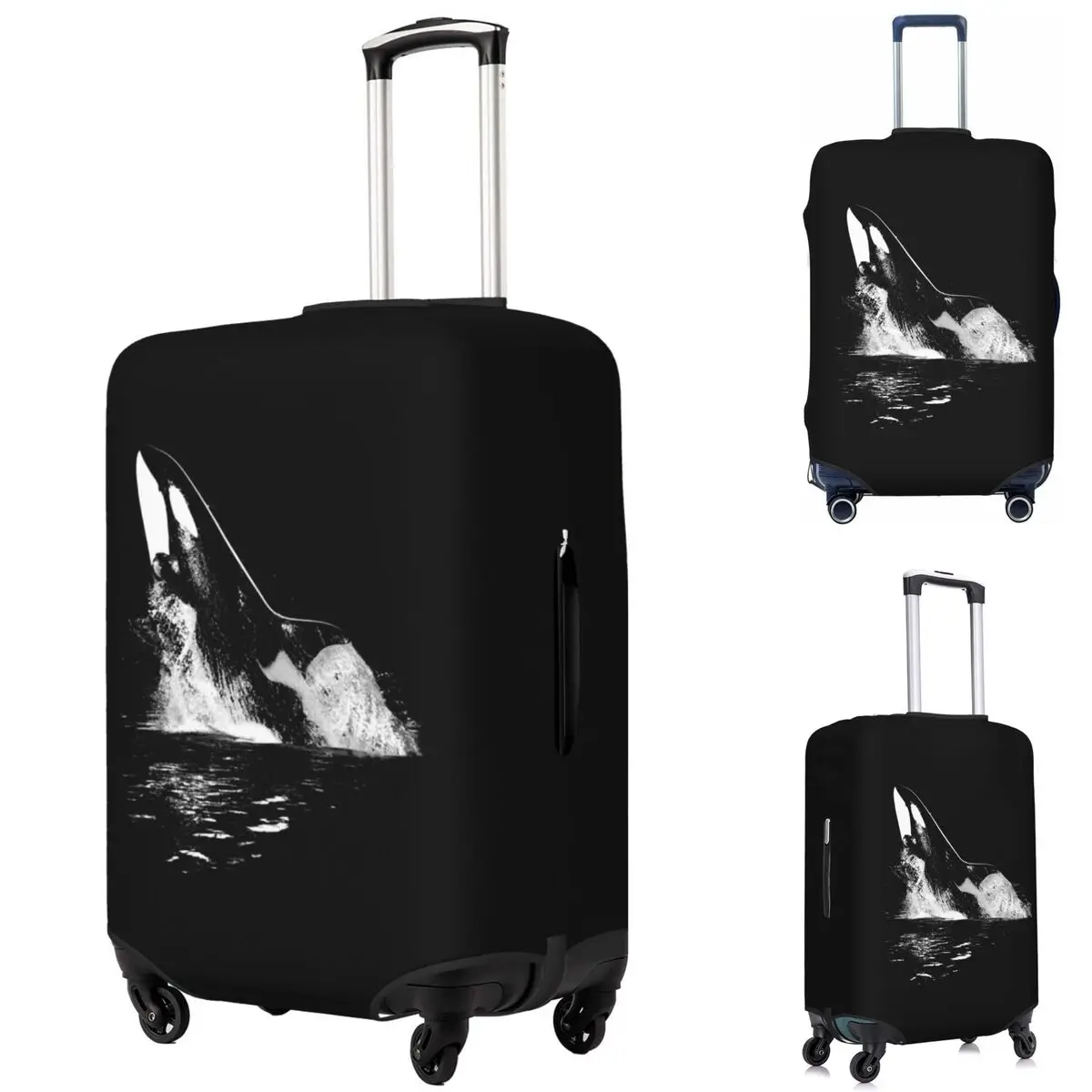 

Orca Aquatic Sea Ocean - Top Tees Killer Whale Suitcase Cover Protection Elastic Trip Luggage Protector Covers for 18-32 Inch