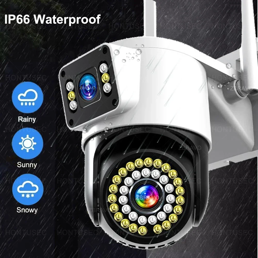 4K 8MP YOOSEE Dual Lens Dual Screens WIFI PTZ Camera Color Night Vision Two Way Audio Outdoor IP66 Wireless Security Camera