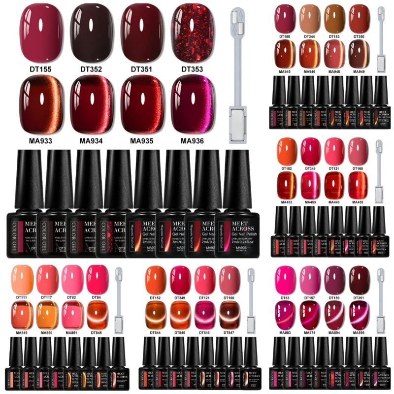 

9 шт. красный мерцающий кот, магнитный гель-лак для ногтей, набор блестящих эффектов, полуперманентный замачиваемый УФ-гель-лак, дизайн ногтей, маникюр