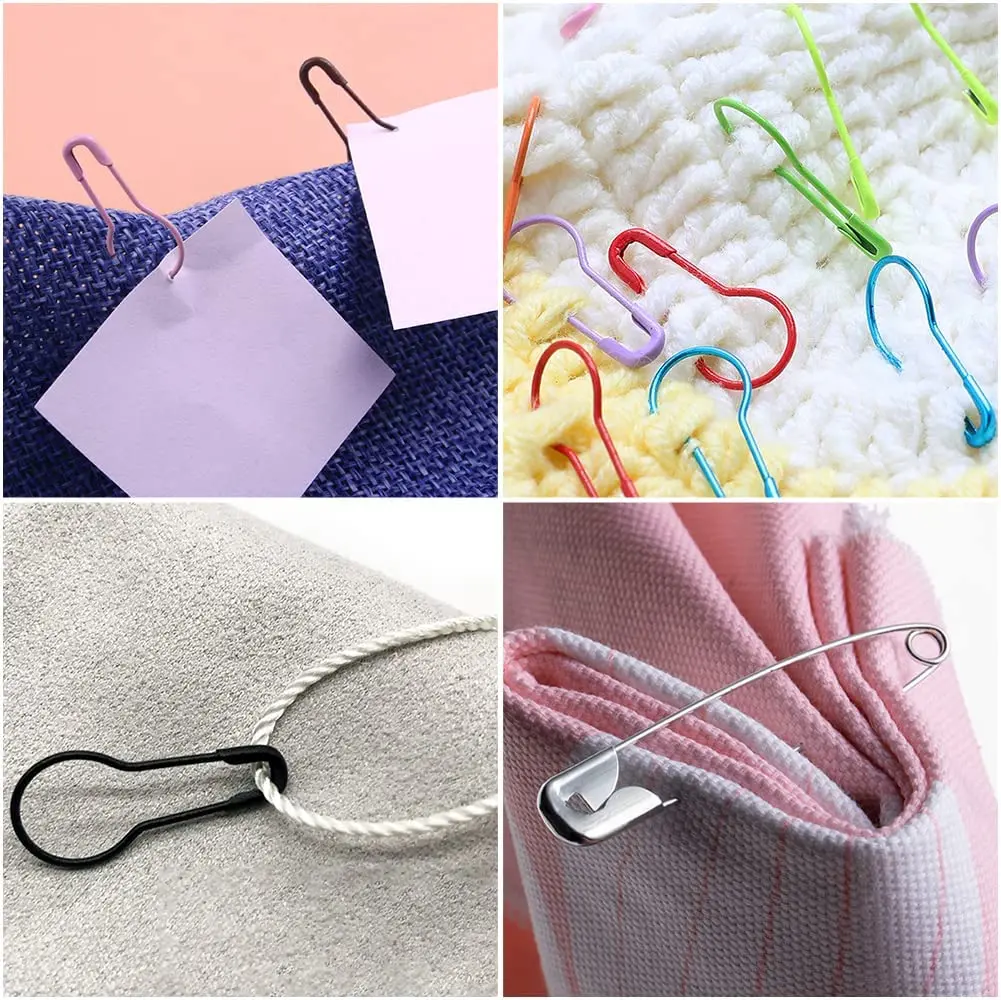 320Pcs Metal Safety Pins Bulb Gourd Pins Pear Pins for Knitting Stitch Markers Sewing Clothing DIY Craft Making with Storage Box