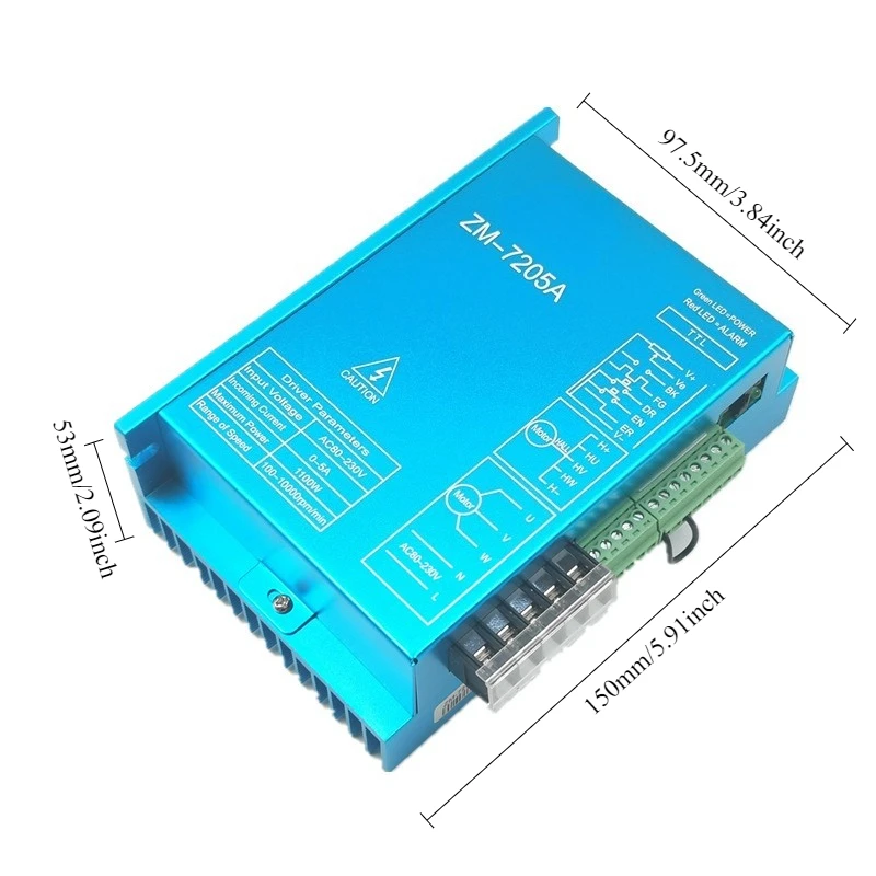 ZM-7205A 310V 고전압 고출력 DC 브러시리스 모터 드라이버 220V AC 최대 5A 1100W BLDC 휴대용 지능형 설정 장치 포함