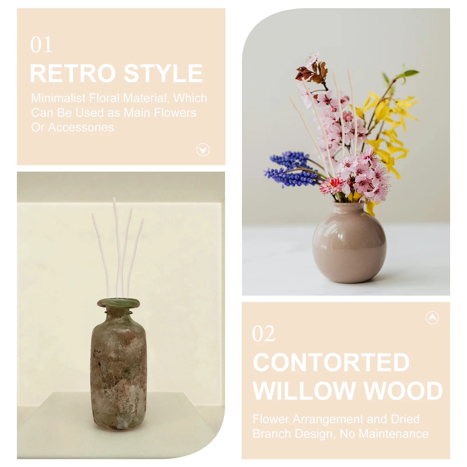 50 قطعة فروع الصفصاف المجففة هيرين زن الغلاف الجوي تنوعا الزخرفية استخدام منخفضة صيانة الجمال زهرية حشو Crafts بها بنفسك الحرف