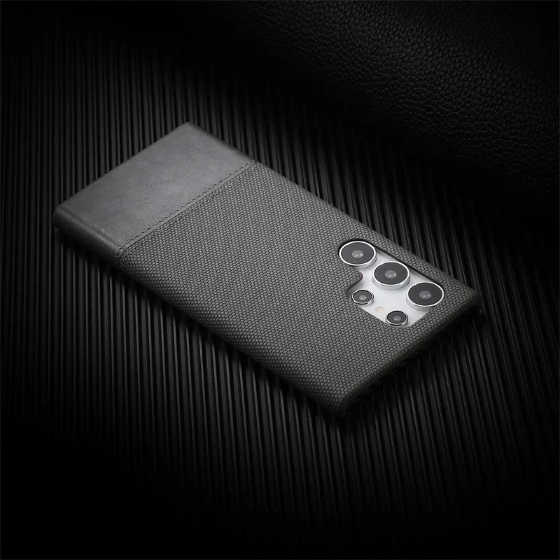 YPM Voor Samsung Galaxy S23 S24 S25 Ultra Gepersonaliseerde Stof Gestikt Met Lederen Case Frameloze Koeling Schokbestendige PC Cover