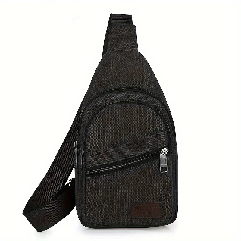 Nuova borsa da petto da uomo, borsa di tela semplice e alla moda, chiusura con cerniera, borse incrociate diagonali a spalla singola casual