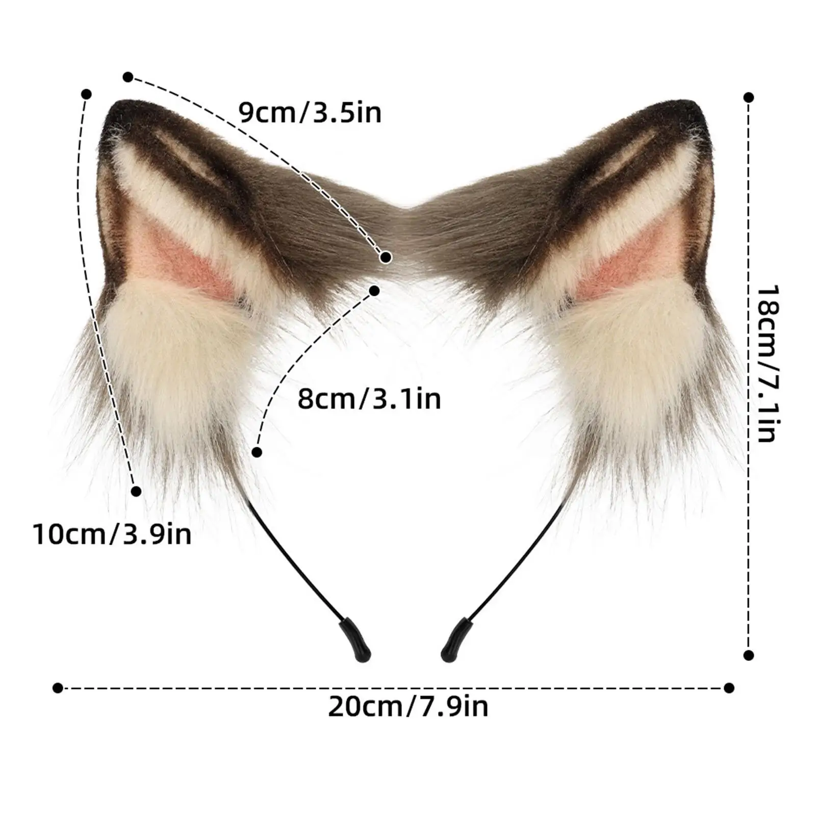 Plush Wolf Ears Hair Clip, Lolita Animal Ears, aro para crianças e adultos, festa de Halloween, dança de carnaval, decoração extravagante