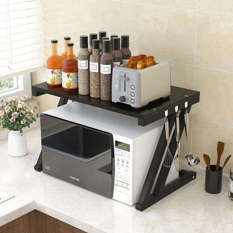 Kitchen Microwave Oven Rack Multifunctional Household Extendable Shelf Double Layer Storage Organizer Seasoning Oven