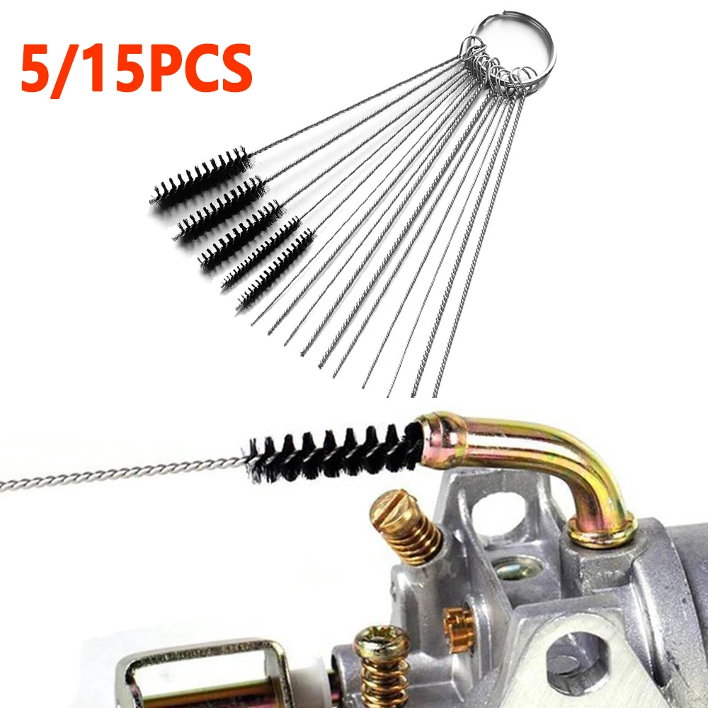 5/15PC Carburetor Carbon Dirt Jet Remove Cleaning Needles Brushes Car Styling Cleaning Tools for Automobile Motorcycle Tubing