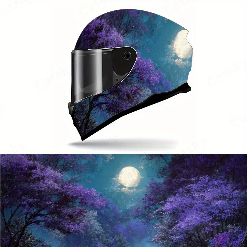 Adesivo Protetor de PVC para Capacete Moonlit Waterfall, Acessório Decorativo Externo para Capacete de Motocicleta, Vinil Impermeável e Autoadesivo