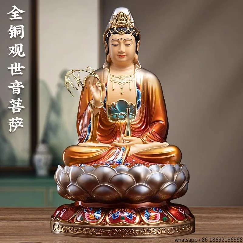 The pure copper Guanyin Bodhisattva Buddha statue is dedicated to Guanyin Bodhisattva in the South China Sea