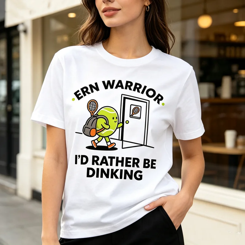 Pickleball T-Shirt Ern Warrior I'd Rather Be Dinking Funny Vintage Retro Graphic Tee for Men Women Casual Streetwear Gift