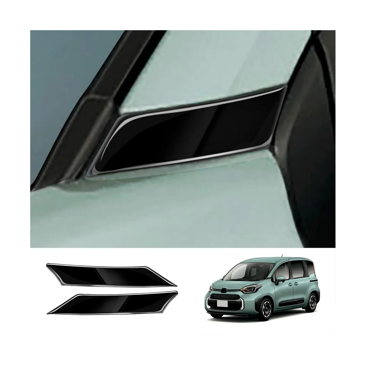 Bright Black Exterior a Pillar Front Side Window Panel Cover Trim Garnish for SIENTA 10 Series 2022 2023