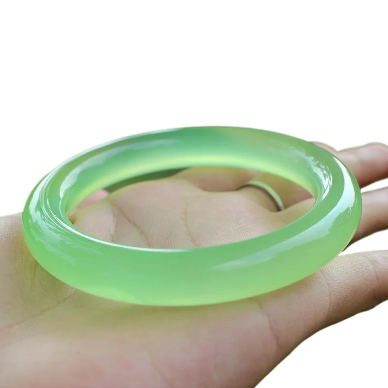 Chalcedony apple green, grape color Korean version of classic round agate bracelet