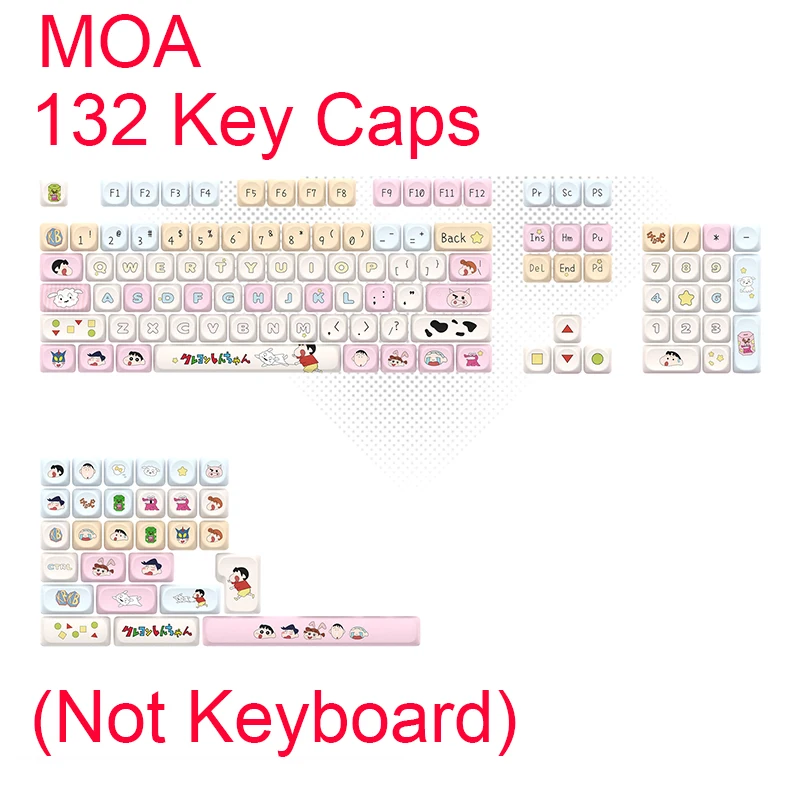 132 toetsen Leuke Keycaps MOA-profiel PBT Dye-sublimatie Aangepaste Key Caps Set voor MX Switch mechanisch toetsenbord