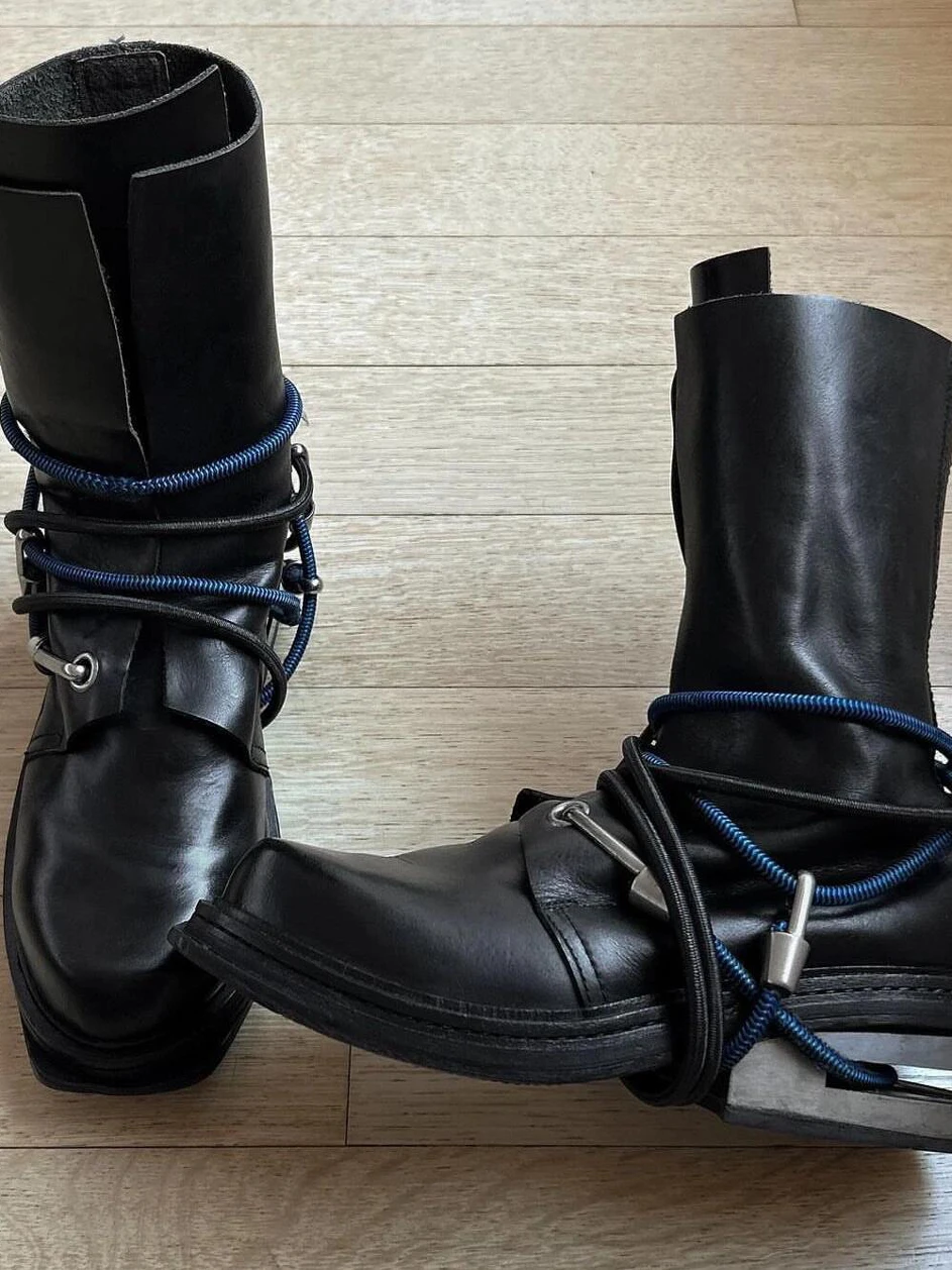 

ex Американские ретро-сапоги, ботинки на металлическом каблуке с веревкой, стальные Cut oes, модная рабочая одежда, ботинки для мужчин и женщин