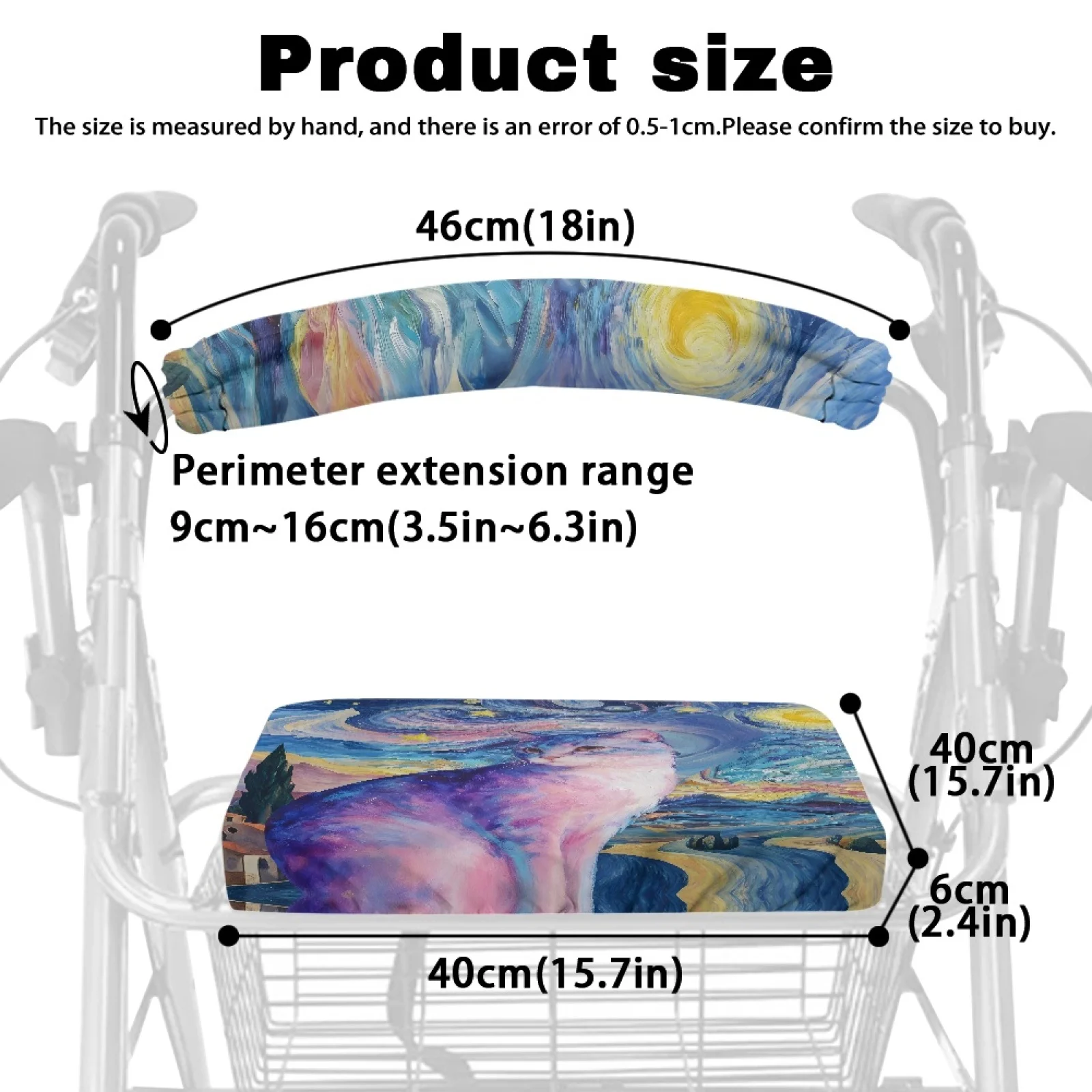 Coloranimal Starry Sky Cat Print Pack of 2 Rollator Seat Cover for Family Rollator Walker Seat Back Cover 2026 Trending view 6