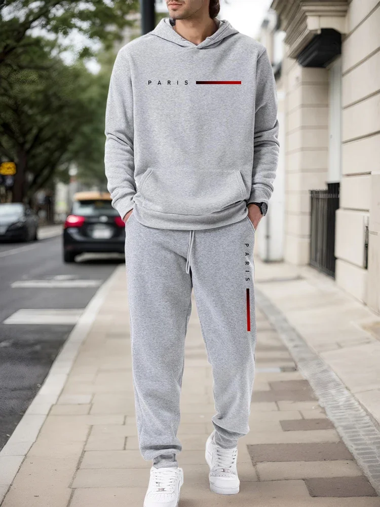 2026 New Men's Tracksuit Print Casual Hooded Sweatshirt Outdoors Sports Jogging Man Clothes Autumn Winter Single Hoodies Pants view 3
