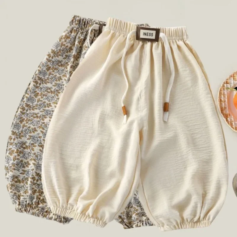 

1-8Years Children's Pants Summer New Korean Loose Fit for Boys and Girls Solid Color Casual Sports Pant Baby Kids Jogger pants