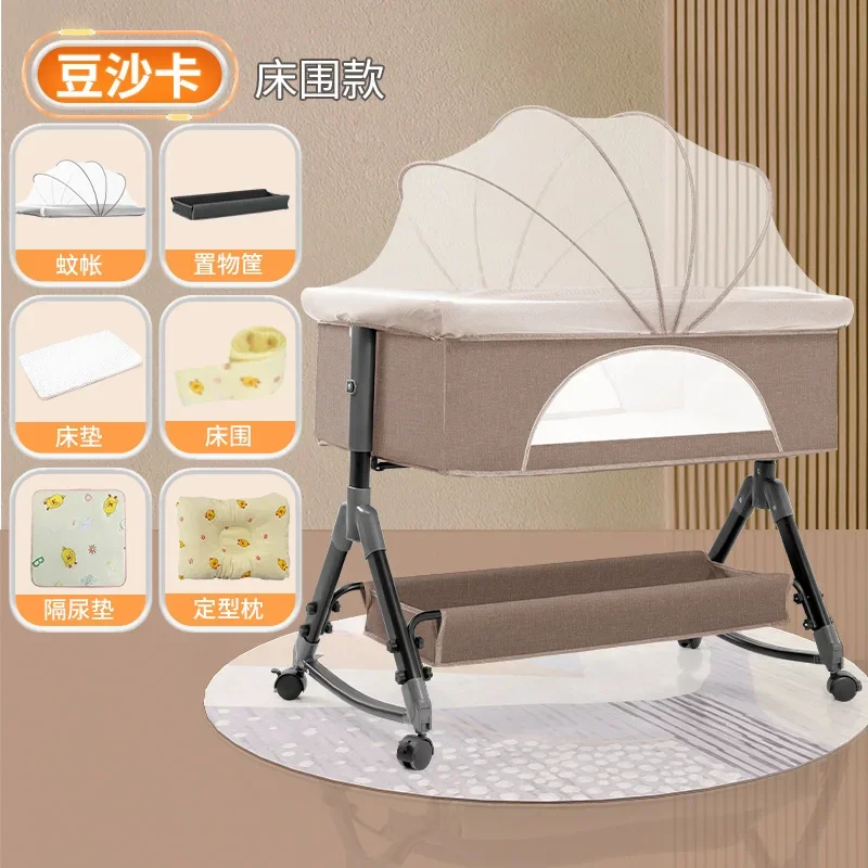 

Baby Crib Splicing Bed Movable Folding Multifunctional Cradle Bed Newborn Bedside Hot Selling Baby Bed