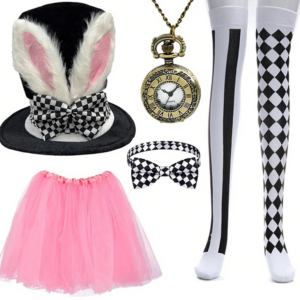 Halloween Plüsch Kaninchen Ohr Zylinder Set Ostern Zauberer Dress Up Kostüm Requisiten Hohe Hut Handschuhe Bühne Leistung Zubehör Outfit