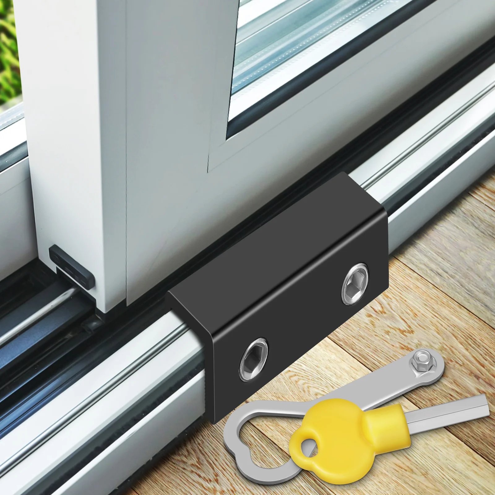 2 Sets Sliding Window Locks Black Security Child Proof Latch Metal Buckle Key Safety Glass Door Stops Hardware Window Guards