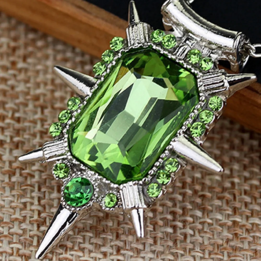 Hot Once Upon A Time Necklace Punk Wicked Witch Zelina Glinda Pendant Green Crstal Charm Chain Necklaces For Women Men Gifts