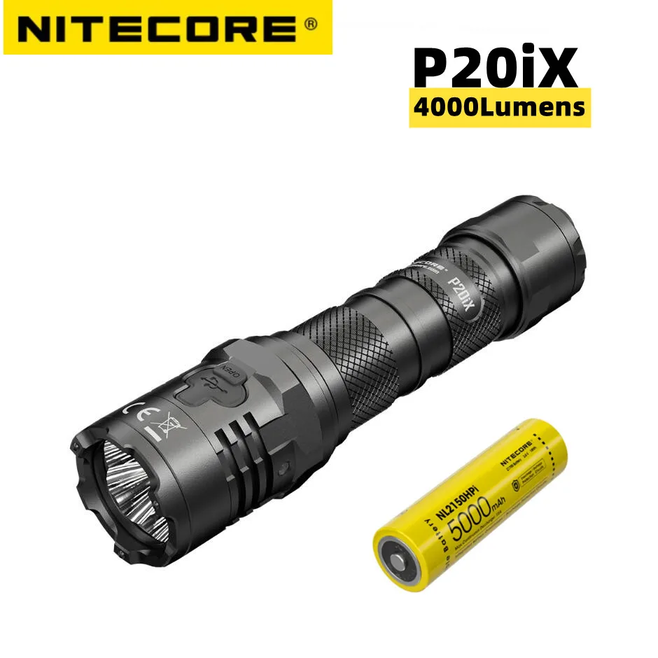 NITECORE P20iX USB-C Rechargeable Torch Super Bright Military Tactical 4000lumen STROBE READY Flashlight with NL2150HPi Battery