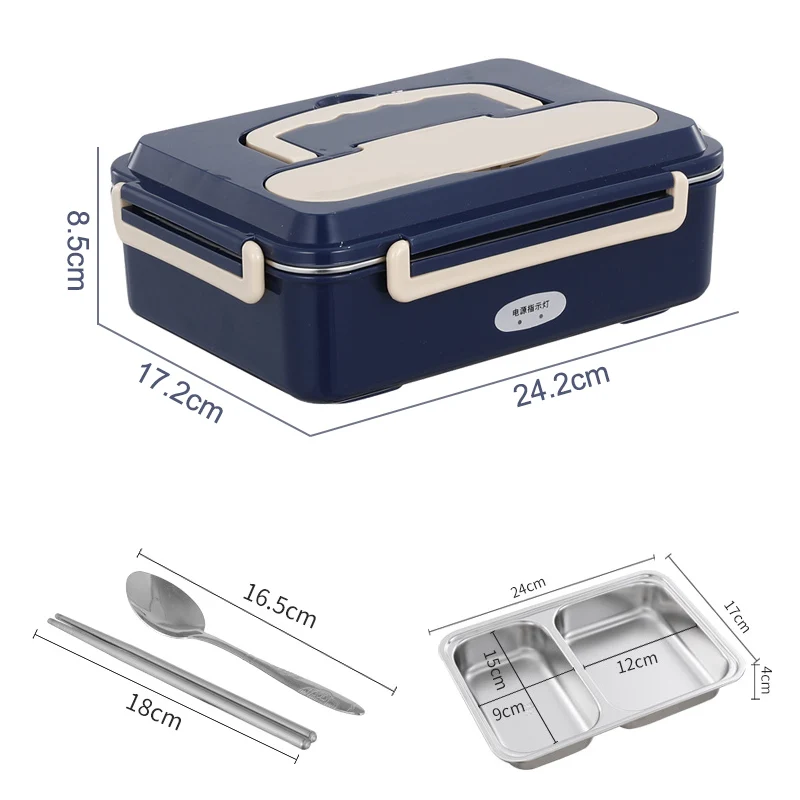 Doppio uso 2 in 1 casa auto in acciaio inox elettrico riscaldato Lunch Box riscaldatore 12V 24V 110V 220V studente Picnic contenitore scaldavivande