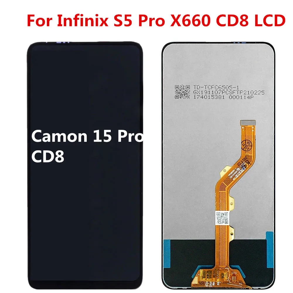 For Infinix S5 Pro  X660 X660C X660B LCD Display + Touch Screen Digitizer Assembly Replacement 6.53  For tecno camon 15 pro CD8