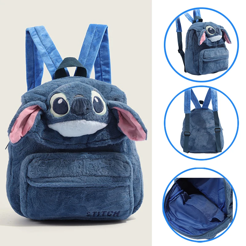 

Disney Stitch Backpack Plush Storage Bag Multifunctional Large Capacity Schoolbag Student Commuting Tote Travel Mochila Gift