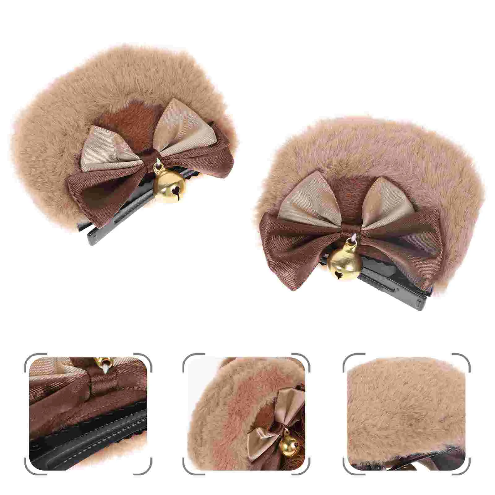 Bear Hair Clip Bows Headband Ears Kawaii Accessories for Outfits Girl Cosplay Women Clips Bells