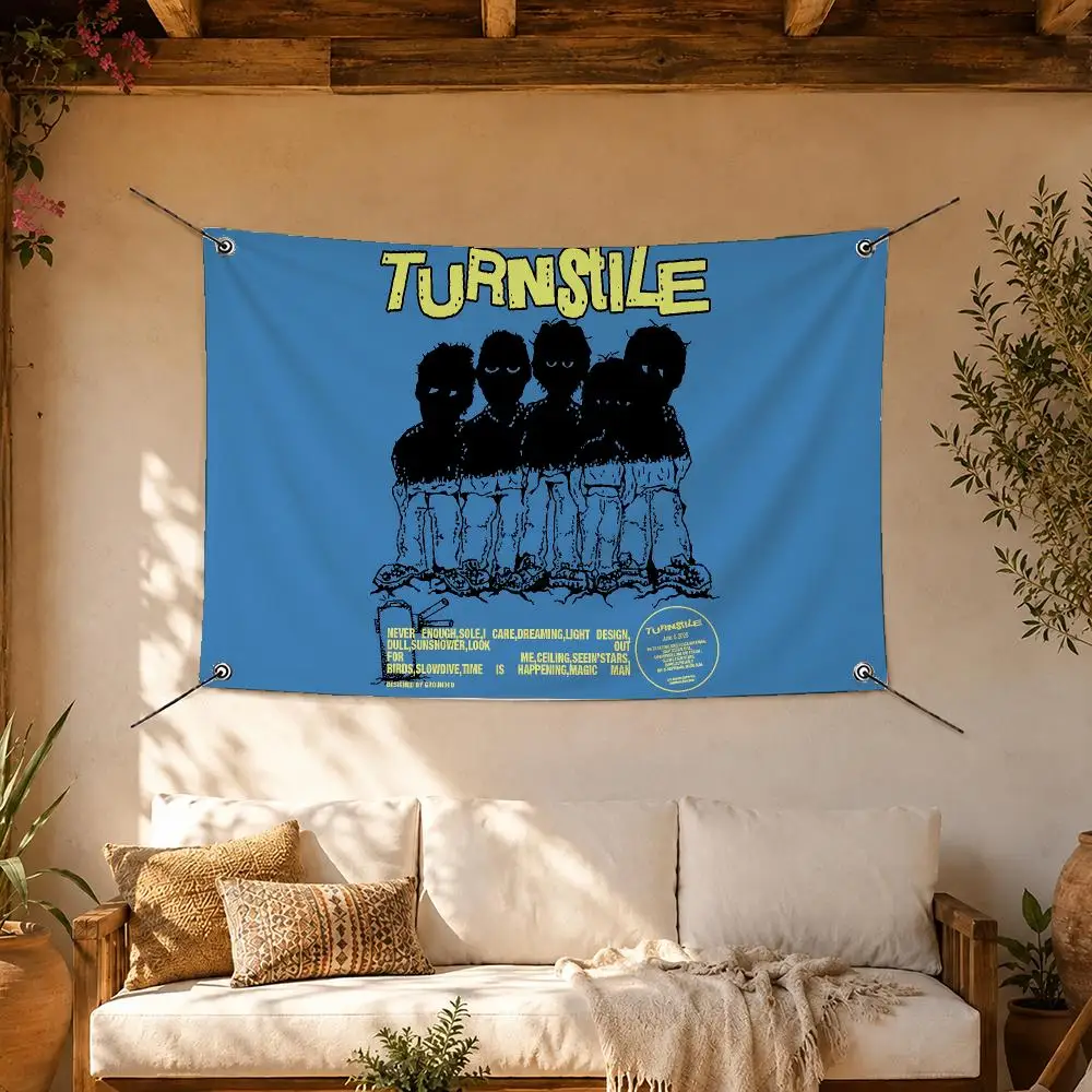 Punk Band Turnstile Flags Room Home Decor Wall‑Hanging Art Banner, Outdoor for Bedroom Party Background Decoration