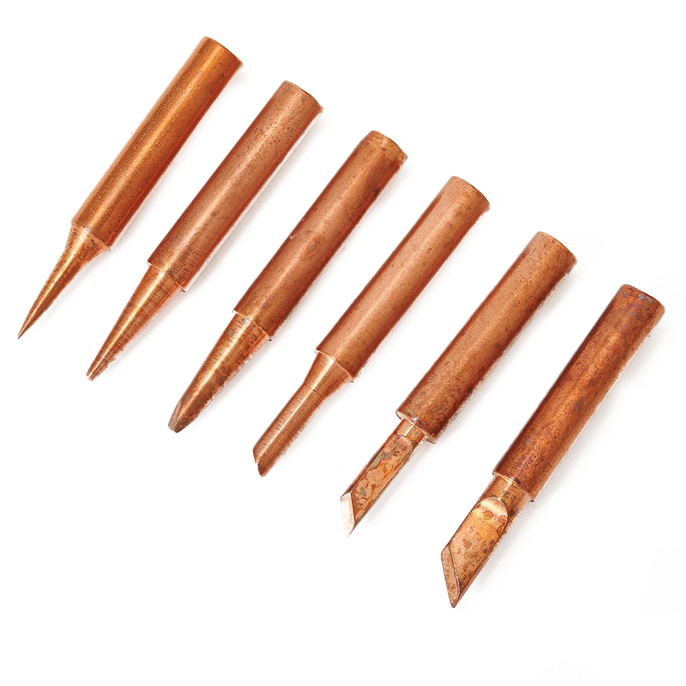 

Kit Soldering Tips Lot Set Solder 6pcs 936 937 938 969 8586 852D Copper Hand Iron Welding 6 shapes Accessories