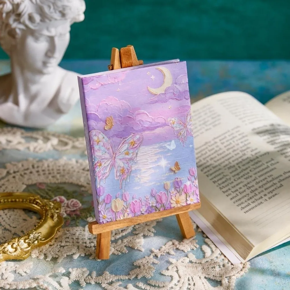 Durable Mini Pocket Size Mini Pocket Notebook Portable INS Style Student Diary Oil Painting Cover Memo Notepad Daily Diary Memo