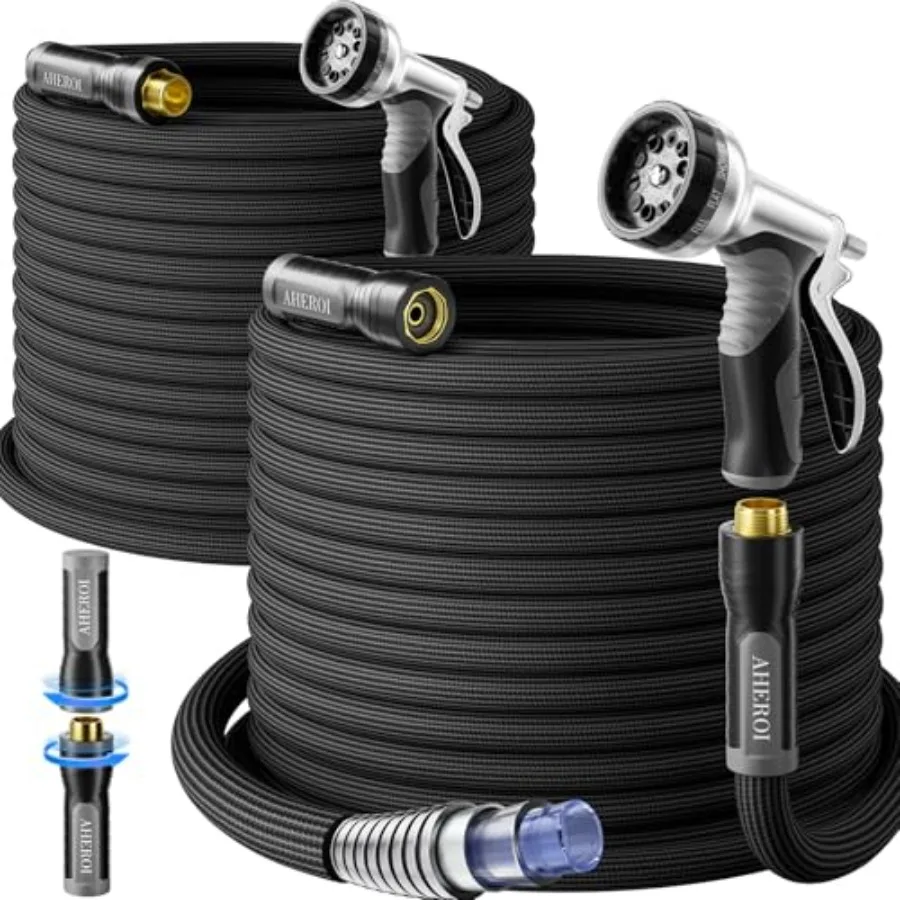 

Garden Hose 50FT, Flexible Garden Hoses Duo Mode Patented Kink-Free Water Hose with 10 Spray Nozzle, Lightweight Non-Expanding