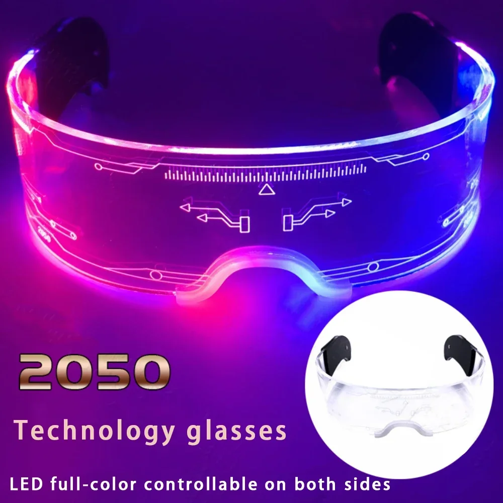 Cyberpunk LED Light Up Glasses, Light Up Glasses for Party, Light Up Neon Sunglasses, Halloween Cosplay Party Bar Rave