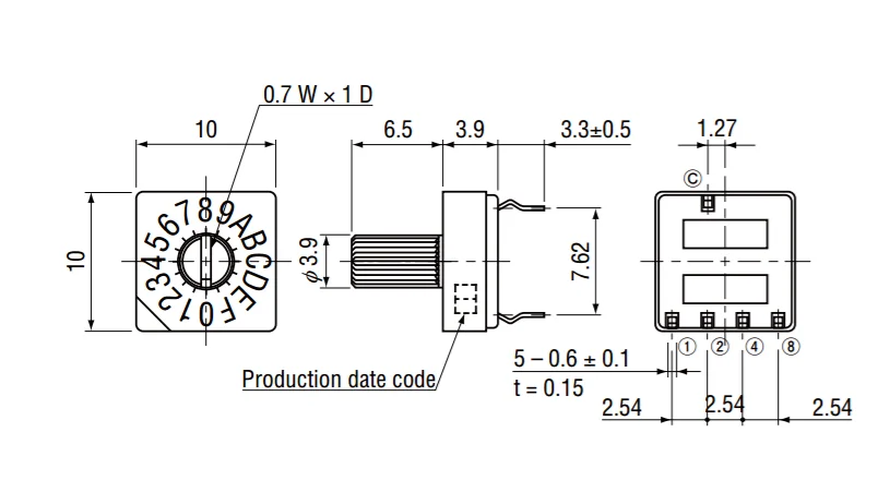 Encoding switch 16 gear 0-F rotary dial switch 4:1 with cap SC-1110W-9 DD